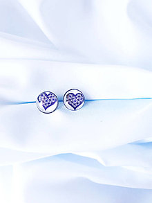 Náušnice - Modré srdce - sklenené puzety - 14763443_