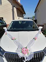 Iné doplnky - Kvetinová šerpa na svadobné auto (Ružová) - 14761888_