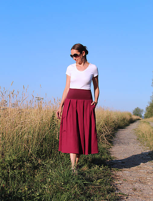 Sukne - Trojštvrťová "berry" mušelínová - 14763438_