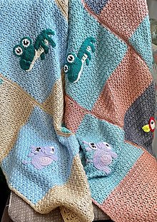 Detský textil - Háčkovaná detská deka Zvieratka z džungle - 14763376_