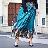 Sukne - IVA - skladaná zavinovacia sukňa "smaragdová s bordúrou" - 14765690_