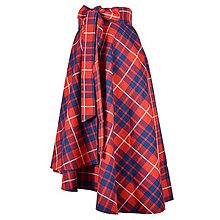 Sukne - KYLIE - škótska asymetrická zavinovacia sukňa (G3 - červenomodré káro) - 14765022_
