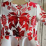 Šaty - Spoločenské šaty Floral Folk - " White & red " (Floral Folk Ombré red I.+ opasok) - 14766027_