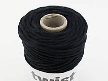 Galantéria - Točená makramé bavlnená šnúra 3mm  (Čierna) - 14766319_