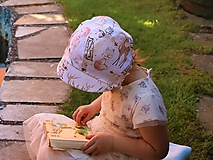 Detské čiapky - Letný detský ľanový čepiec zvieratká - 14771689_