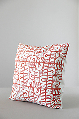 Úžitkový textil - Linorytový polštář / Wobbly blok oranžová / Sleva 30 % - 14769915_