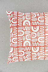 Úžitkový textil - Linorytový polštář / Wobbly blok oranžová / Sleva 30 % - 14769918_