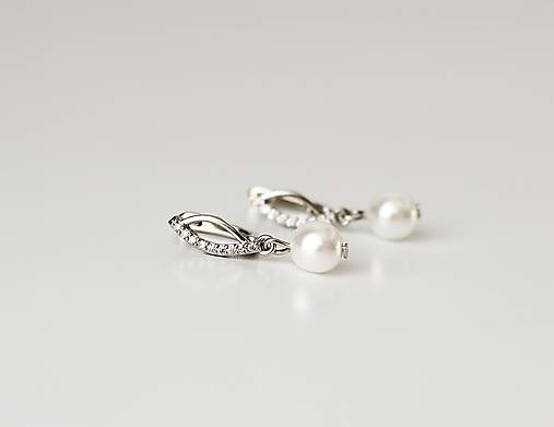 Svadobné perlové náušnice Valentína (Strieborné)