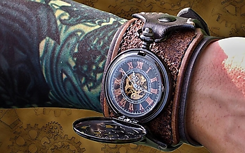 Náramky - Steampunk vreckové/náramkové hodinky -drak - 14771277_