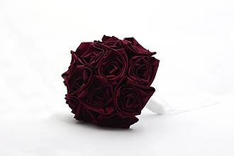 Kytice pre nevestu - Saténová kytica svadobná vínová ruže - 14770025_