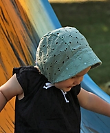 Detské čiapky - Letný detský čepiec Diana zelený - 14772184_