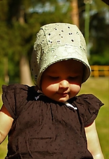 Detské čiapky - Letný detský čepiec Diana zelený - 14772185_