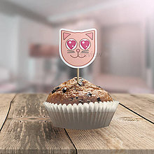 Dekorácie - Mačička – zápich na cupcake (zamilovaná) - 14773949_