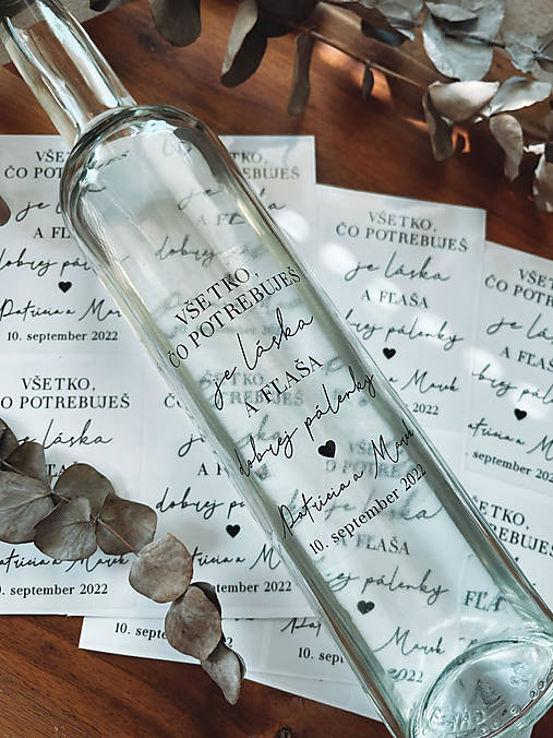 Nálepky na svadobné fľaše transparentné 51