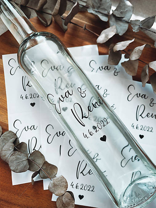 Etikety na svadobné fľaše transparentné 116