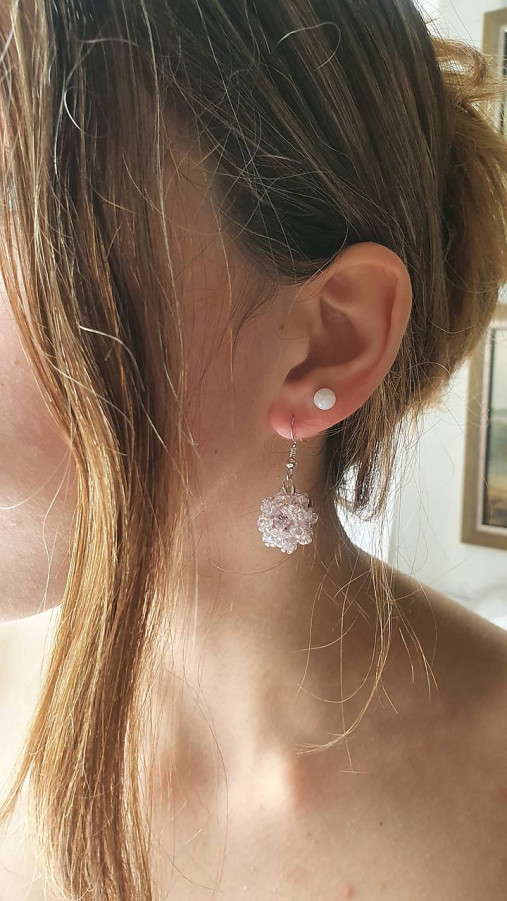 Náušnice - jemnučko ružové /korálky/ - 14775605_