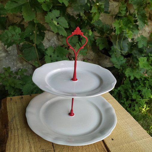 Nádoby - Etažér bielo-červený 2 - 14775219_