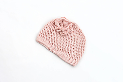 Detské čiapky - Ružová čiapka s ružou BAVLNA - 14775594_