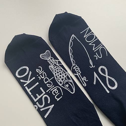 Maľované ponožky s nápisom: "Všetko najlepšie (Pre rybára)