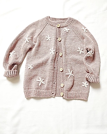 Detské oblečenie - Pletený sveter Flowers - 100% merino - 14775610_