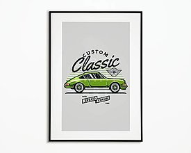 Grafika - Plagát| Vintage športové zelené auto 02 - 14781214_
