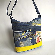 Veľké tašky - Kabelka "Denimka v modrožltých" - 14781168_