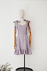Šaty - Ľanové korzetové šaty s áčkovou sukňou a volánom - 14782041_
