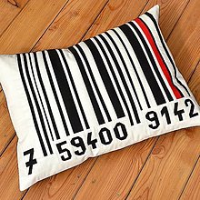 Úžitkový textil - Patchworkový polštář – čárový kód - 14783353_