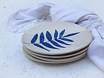 Nádoby - Keramický veľký tanier - kolekcia Modré listy - 14785230_