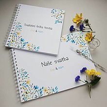 Papiernictvo - Lúka modrožltá - kniha hostí a album - 14784906_