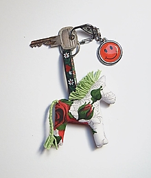 Kľúčenky - Prívesok na kľúče - koník, ružičky (so svetlozelenou hrivou) - 14784193_