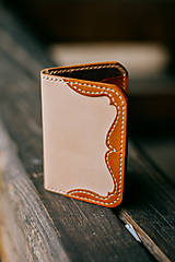 Peňaženky - Kožený kartár (Bledá hladenica - hnedá hladenica) - 14785751_