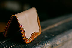 Peňaženky - Kožený kartár (Bledá hladenica - hnedá hladenica) - 14785755_