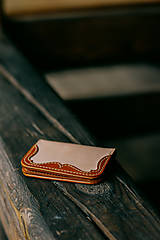 Peňaženky - Kožený kartár (Bledá hladenica - hnedá hladenica) - 14785758_