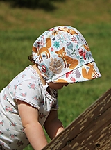 Detské čiapky - Letný detský ľanový čepiec líška - 14788236_