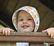 Detské čiapky - Letný detský ľanový čepiec líška - 14788238_