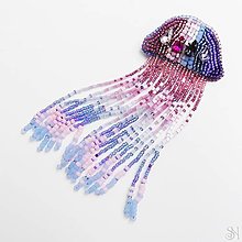 Brošne - Handmade šitá korálková brošňa medúza - 14786556_