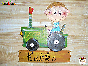 Tabuľky - Menovka - chlapec na traktore - 14787908_