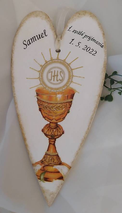 Dekorácie - Pamätné srdce na 1. sväté prijímanie - 14787421_