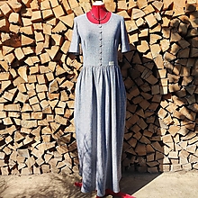 Šaty - Prúžkované ľanové šaty - 14787869_