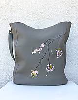 Kabelky - EVA "Flower Branch" kožená kabelka s maľbou - 14787050_