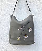 Kabelky - EVA "Flower Branch" kožená kabelka s maľbou - 14787054_