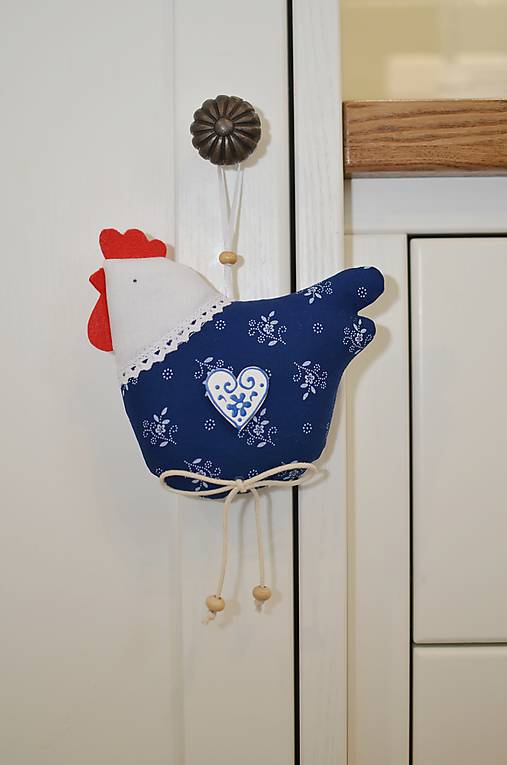 Dekorácie - Modrotlačová sliepočka - 14788646_