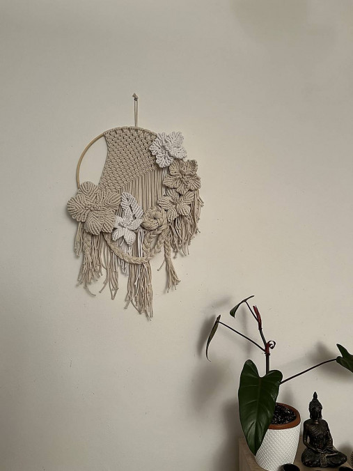 Dekorácie - Macrame dekorácia kvety - 14789423_