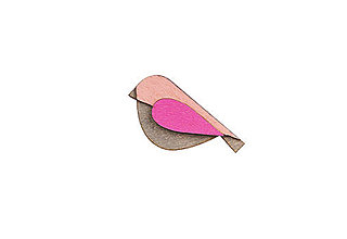 Brošne - Drevená brošňa Pink Bird - 14791674_