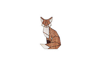 Brošne - Drevená brošňa Sitting Fox - 14791725_