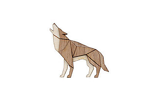 Brošne - Drevená brošňa Walking Wolf - 14791768_