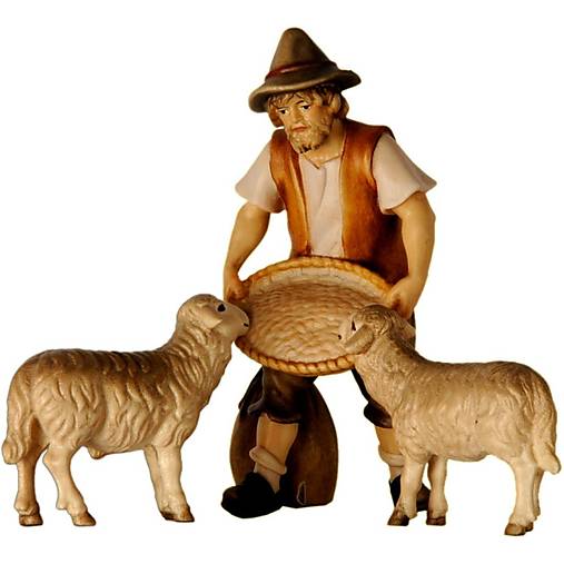 Pastier kŕmiaci dve ovce - Ľudový