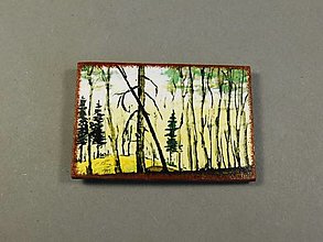 Magnetky - Magnetka drevená suvenír - obrázok z prírody (031 - tmavý les) - 14792581_