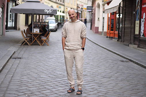 Pánske oblečenie - Haja - pánske ľanové nohavice - 14792827_